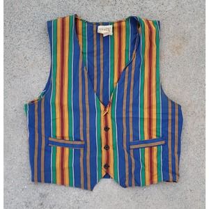 Vtg UMEN Studio African Kente Print Vest